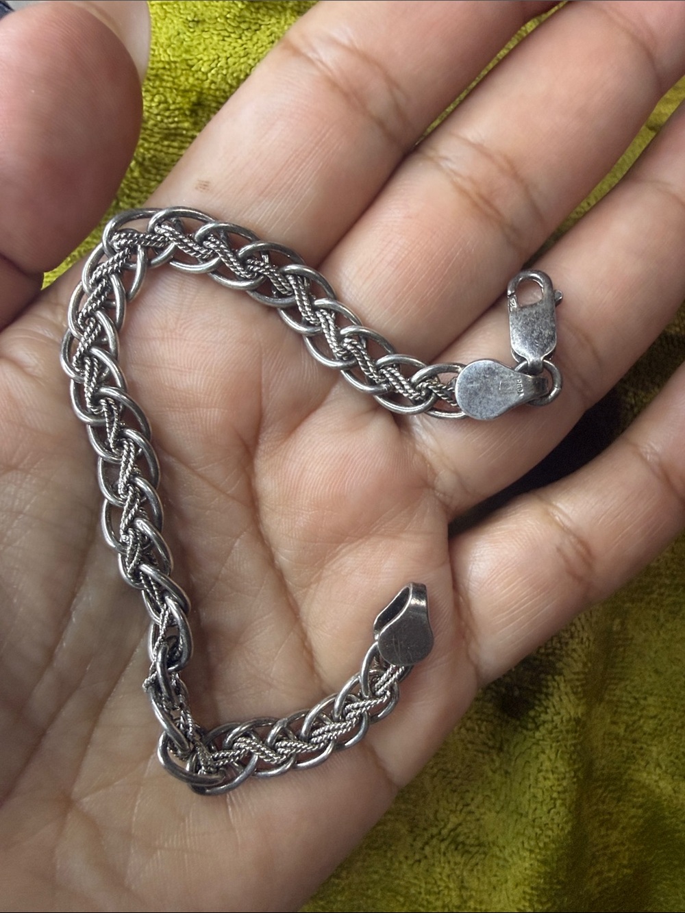 925 Sterling-Look Braided Rope Bracelet in Silver Tone